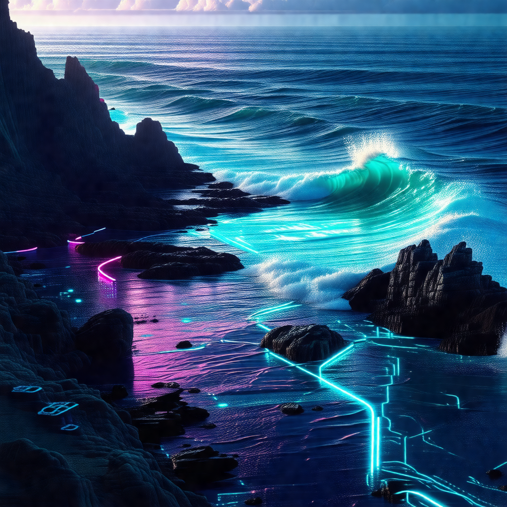 Digital painting of a beautiful ocean scene