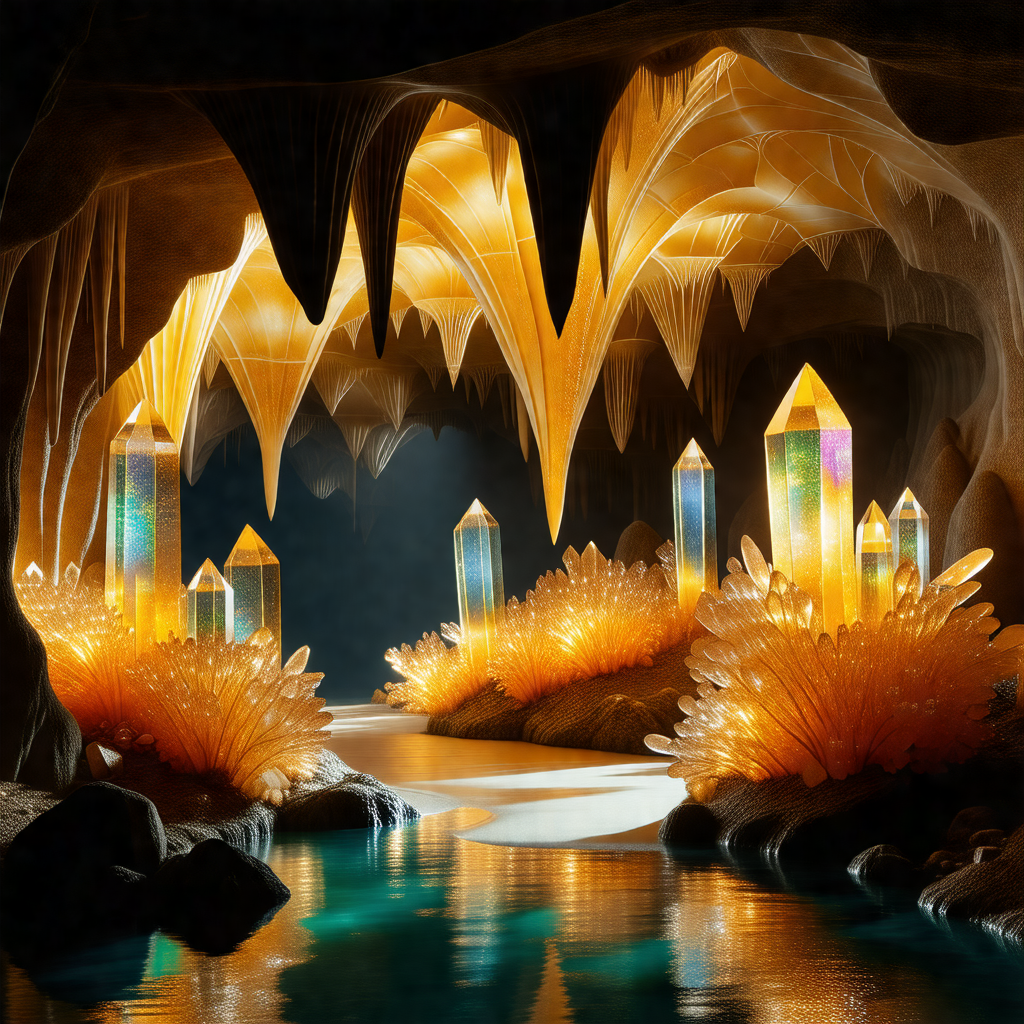Cave with a river flowing through it