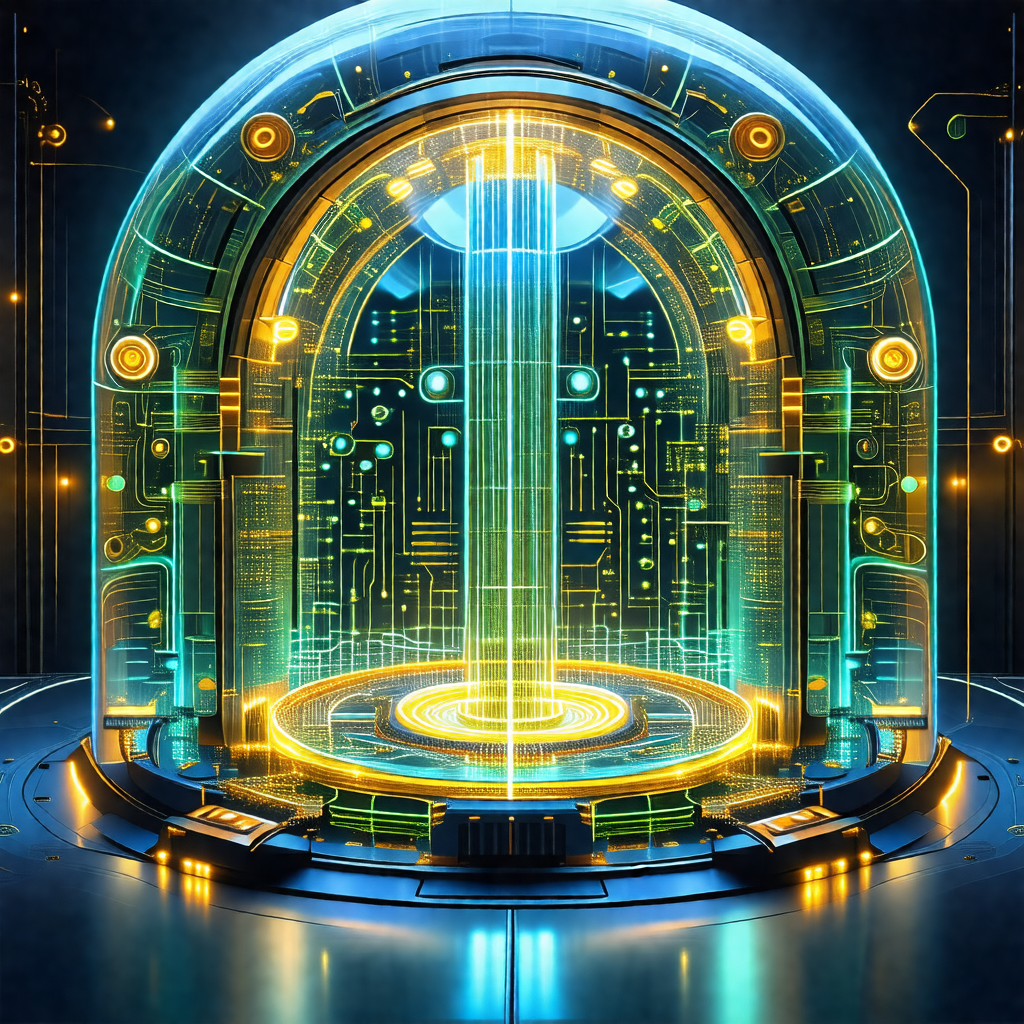 Futuristic door with a blue and yellow color scheme
