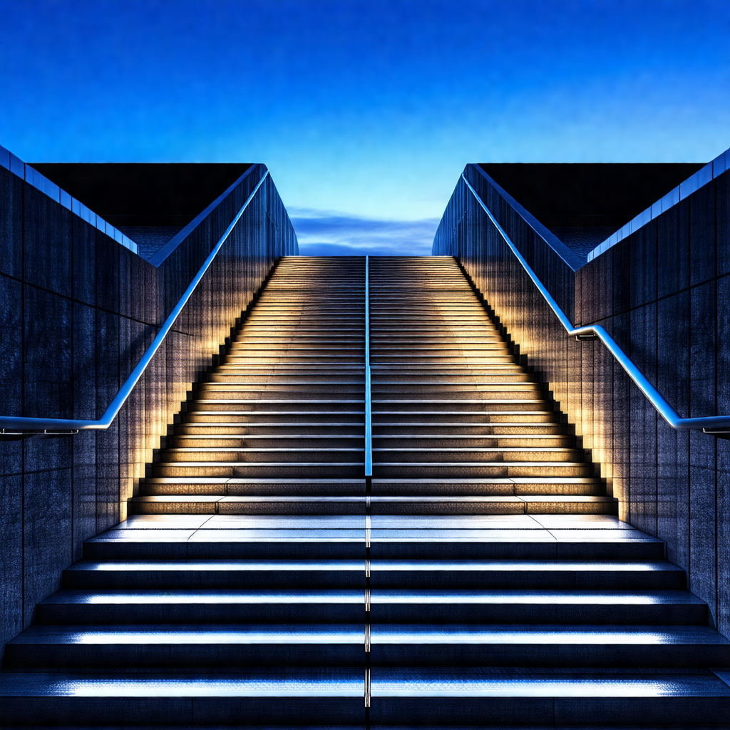 Staircase with a blue sky in the background