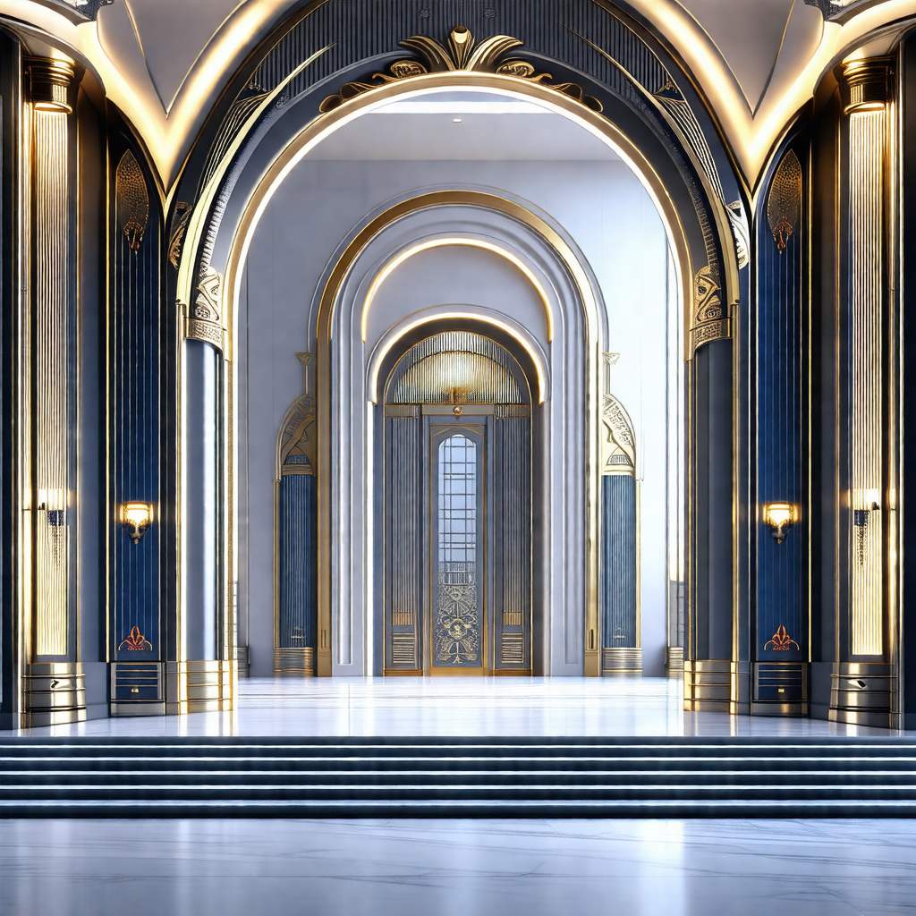Grand and ornate building with a large arched doorway