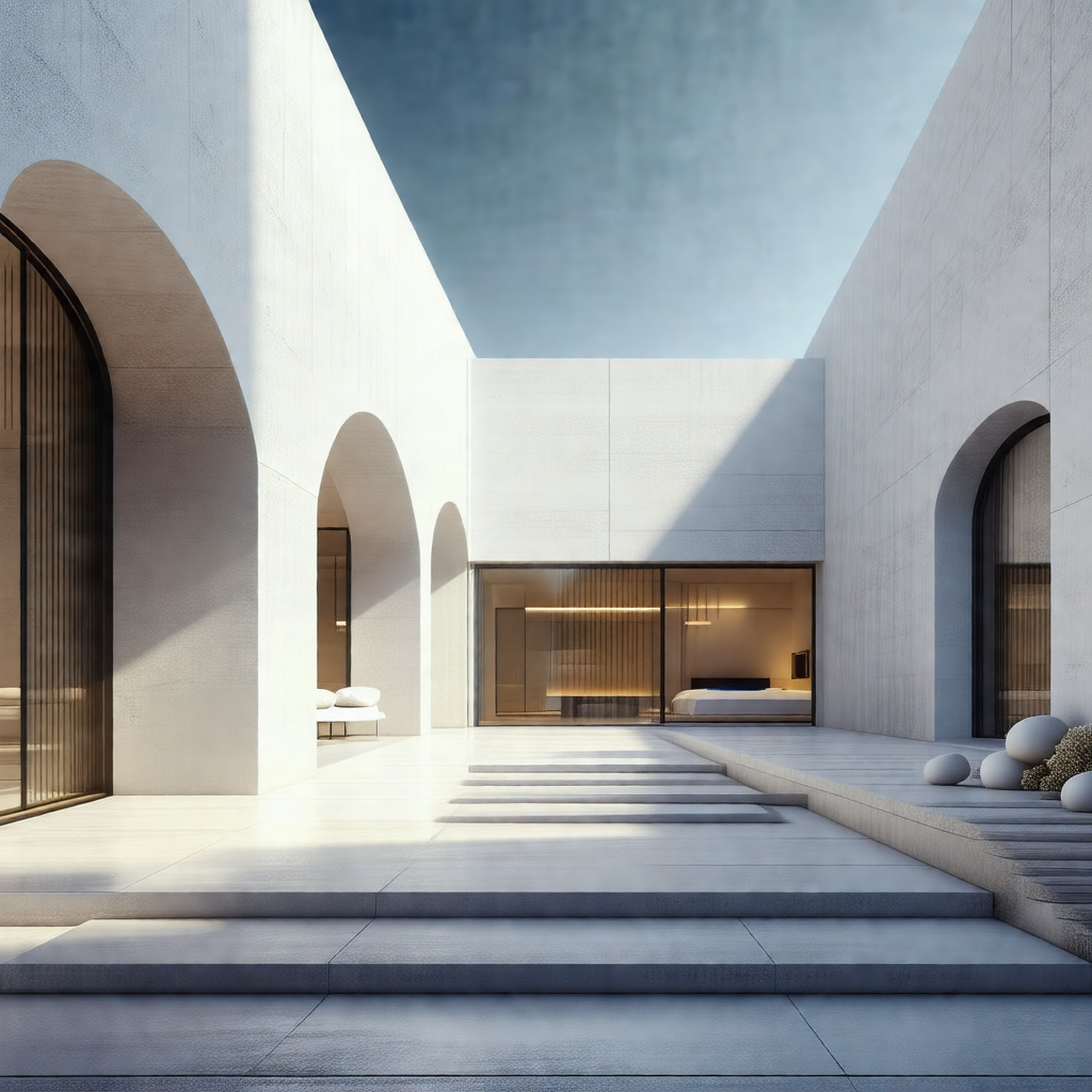Large, modern building with a large window