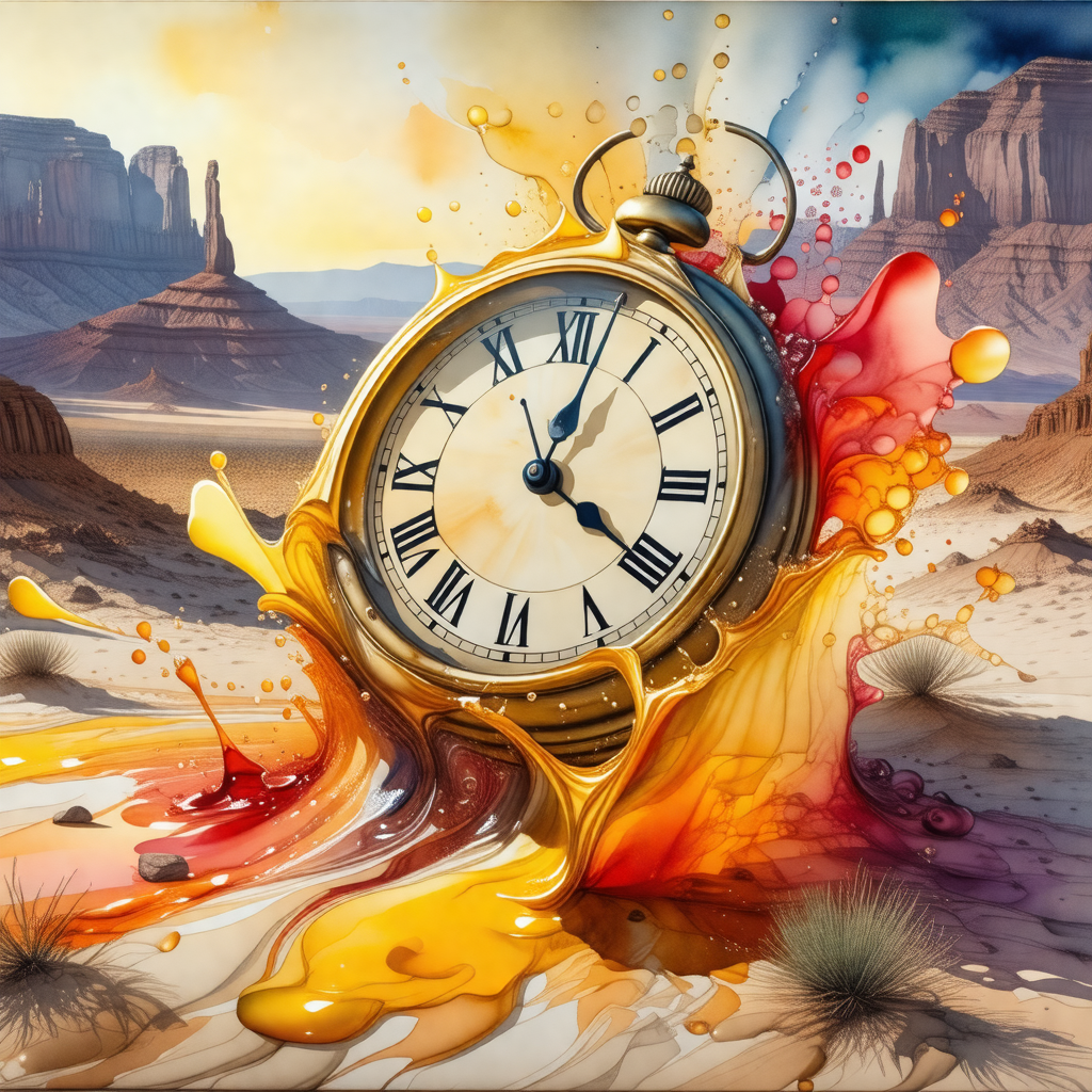 Large, colorful clock with a gold and white face, placed ...