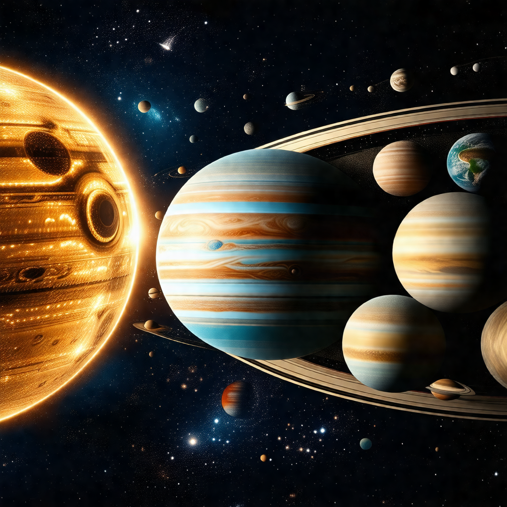 Large, colorful, and detailed representation of the solar...