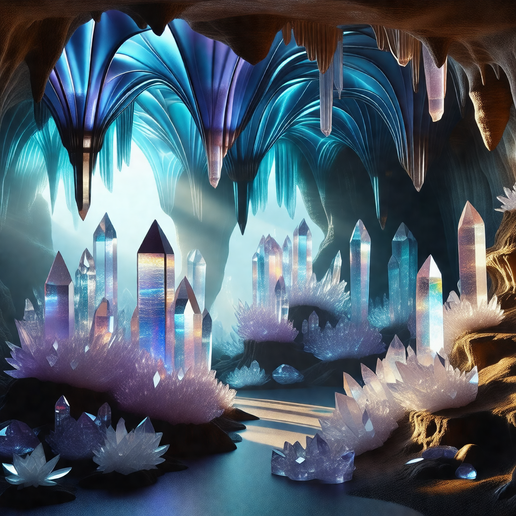 Cave with a blue and purple color scheme