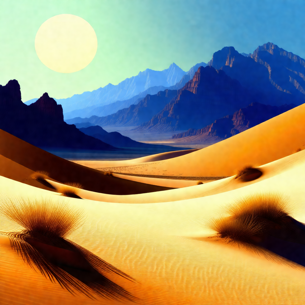Beautiful desert landscape with a sunset in the background