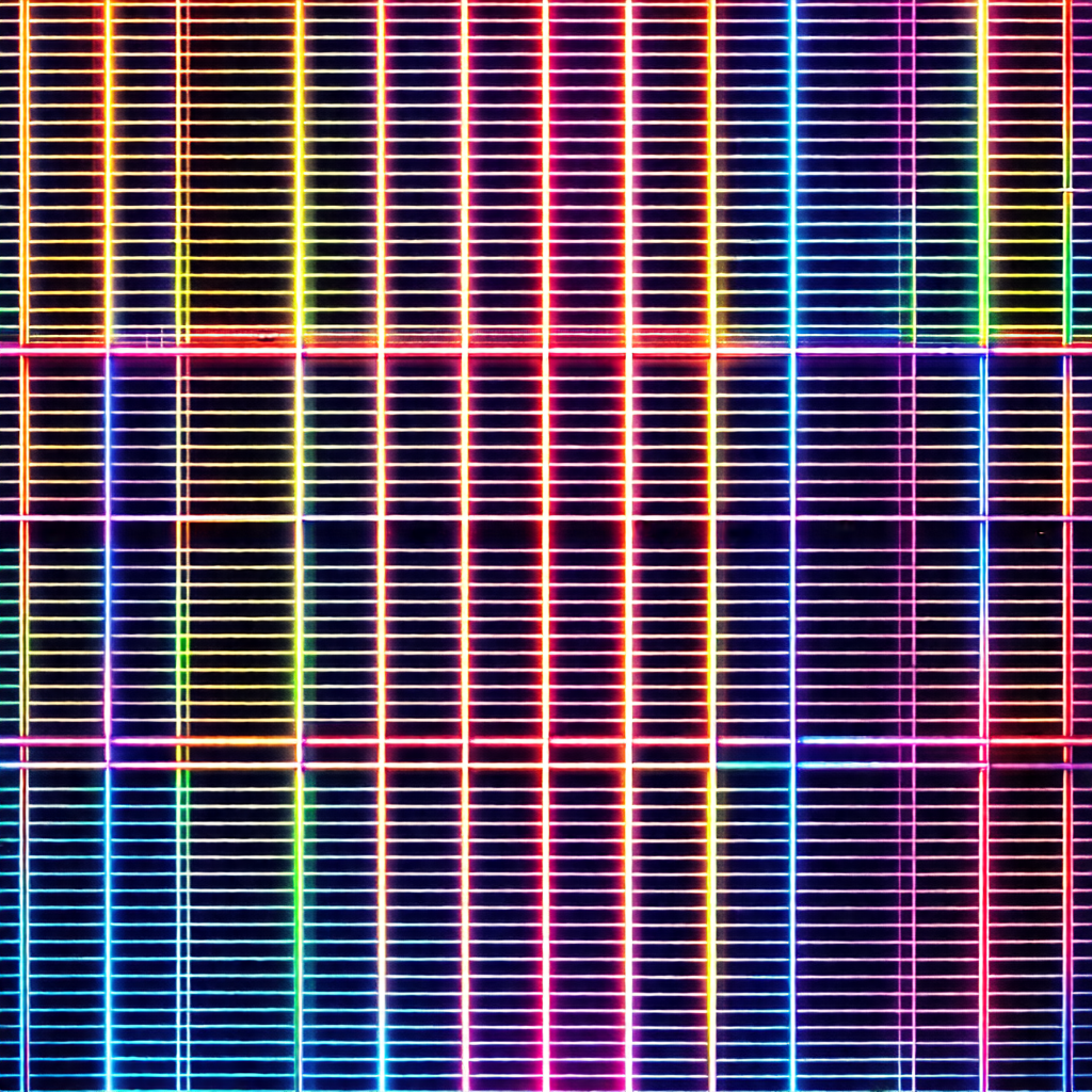 Close-up of a colorful, patterned display, possibly a com...