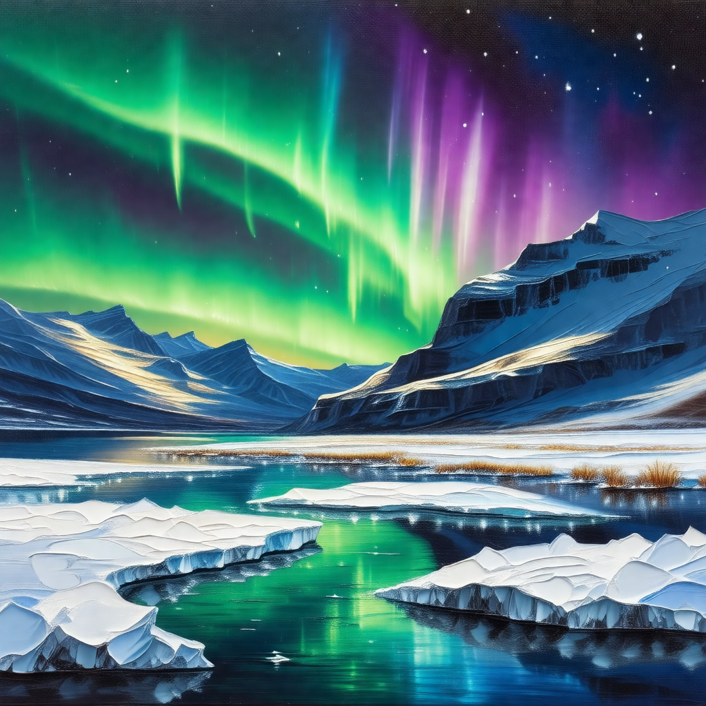Beautiful scene of a frozen lake surrounded by snow-cover...