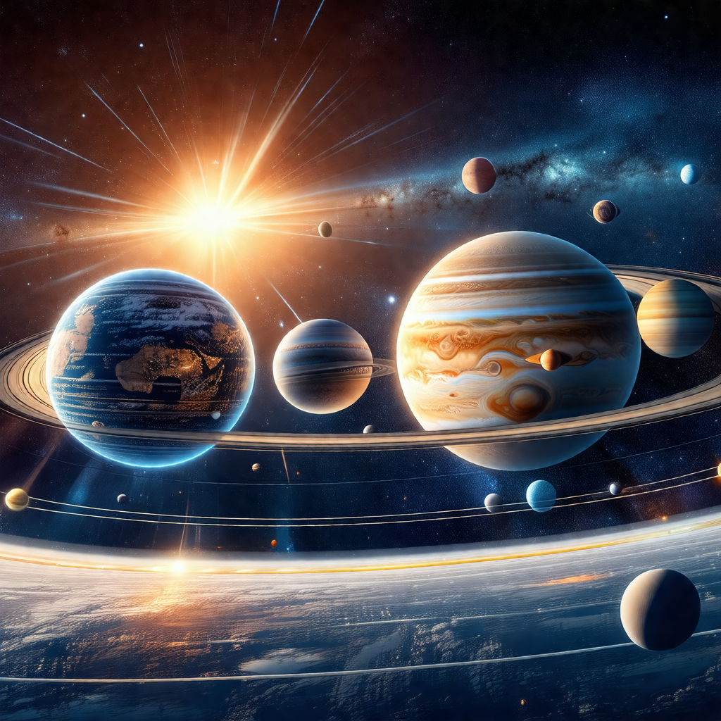 Beautifully detailed illustration of the solar system, sh...