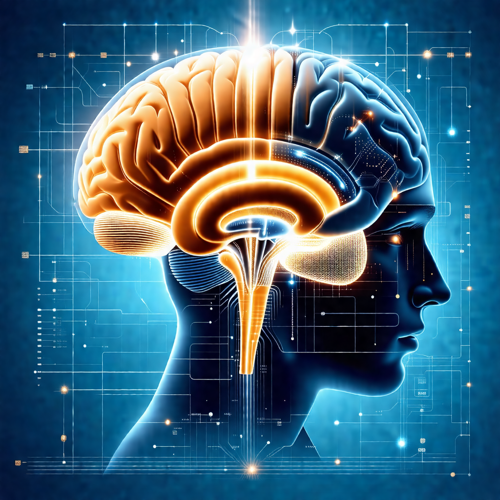 3d representation of a human brain, with a focus on the f...