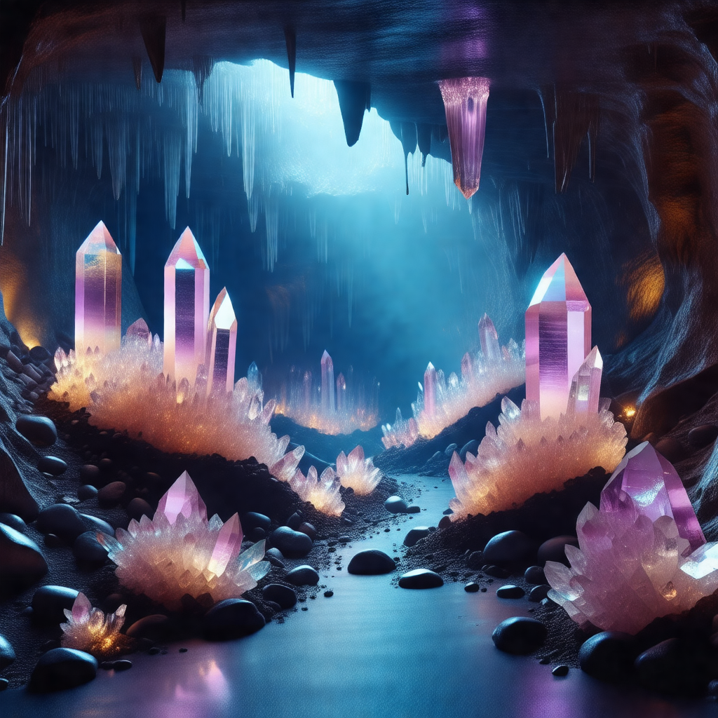 Cave with a river flowing through it