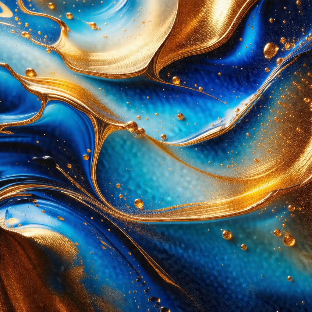 Blue and gold swirl pattern, likely created by a liquid o...