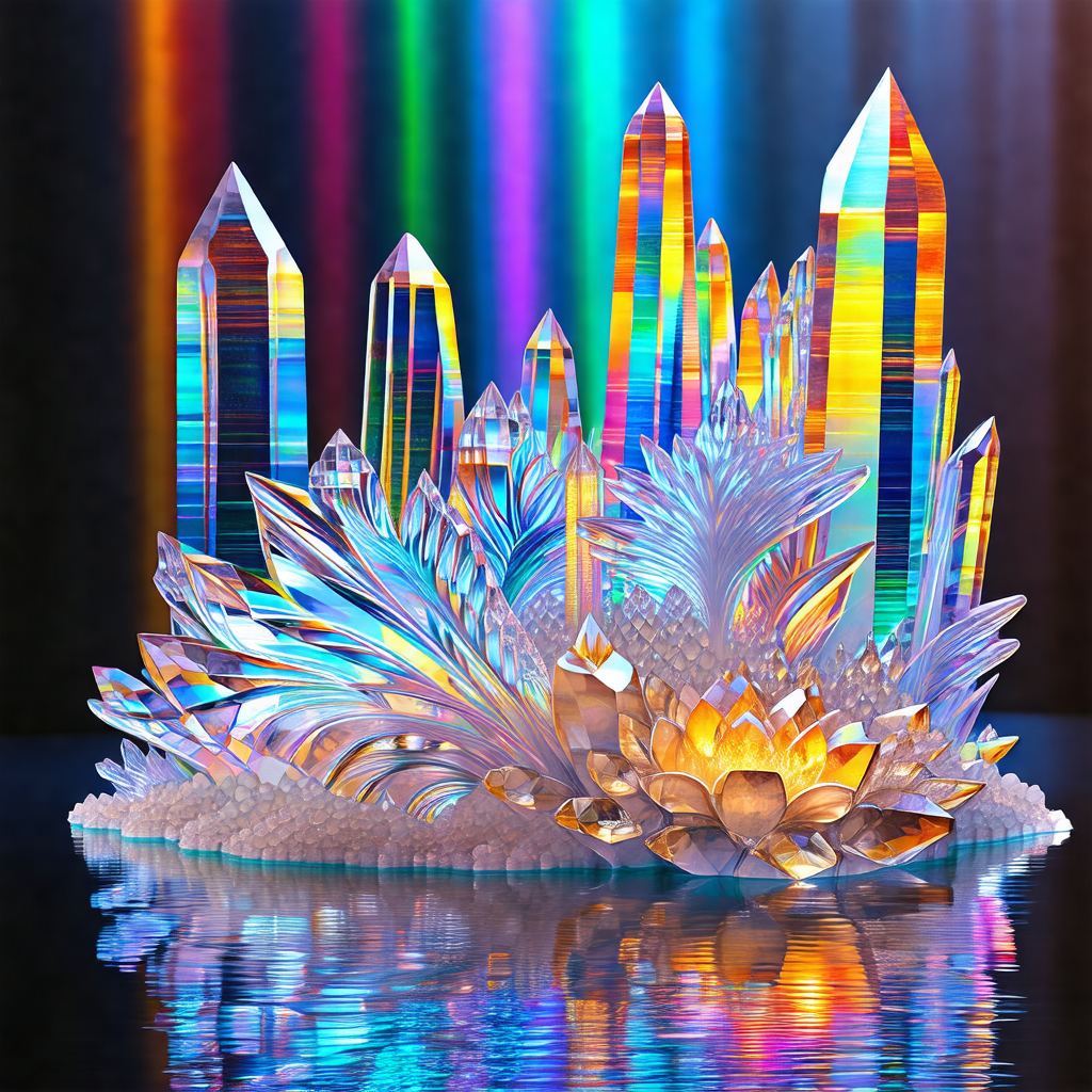Beautifully crafted glass sculpture of a flower, which is...