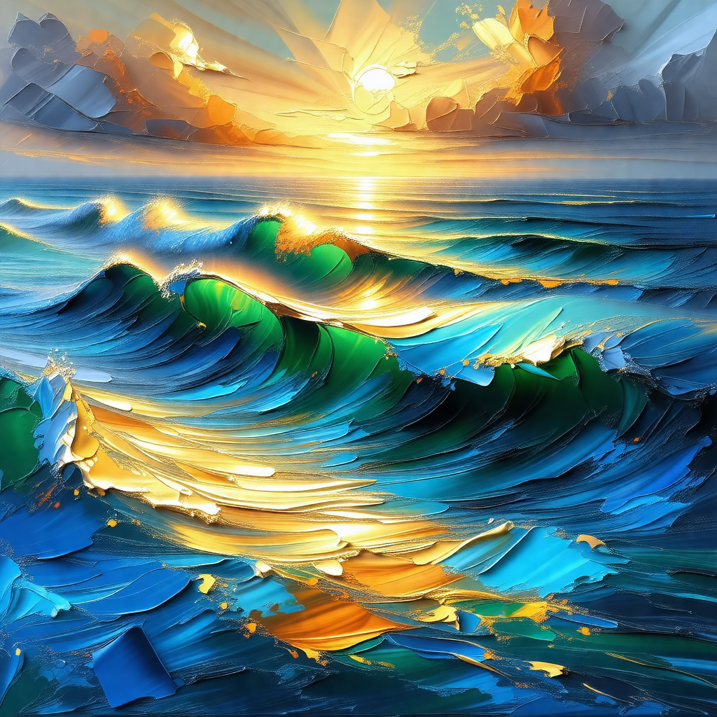 Beautiful painting of a sunset over the ocean