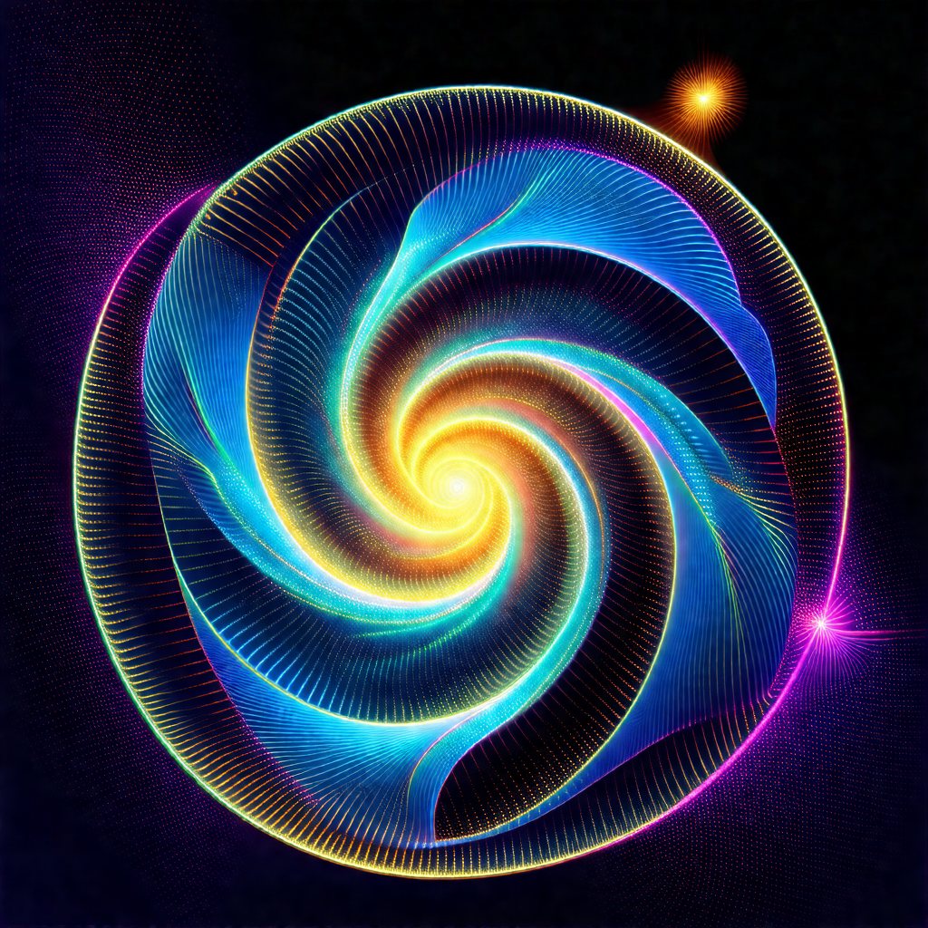 Brightly colored spiral, which appears to be a swirl or a...