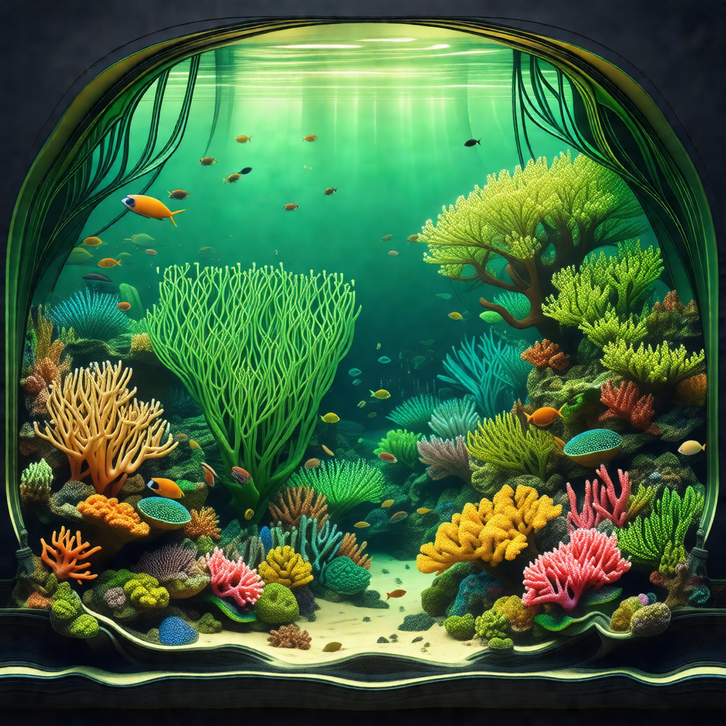 Large aquarium filled with a variety of colorful fish and...