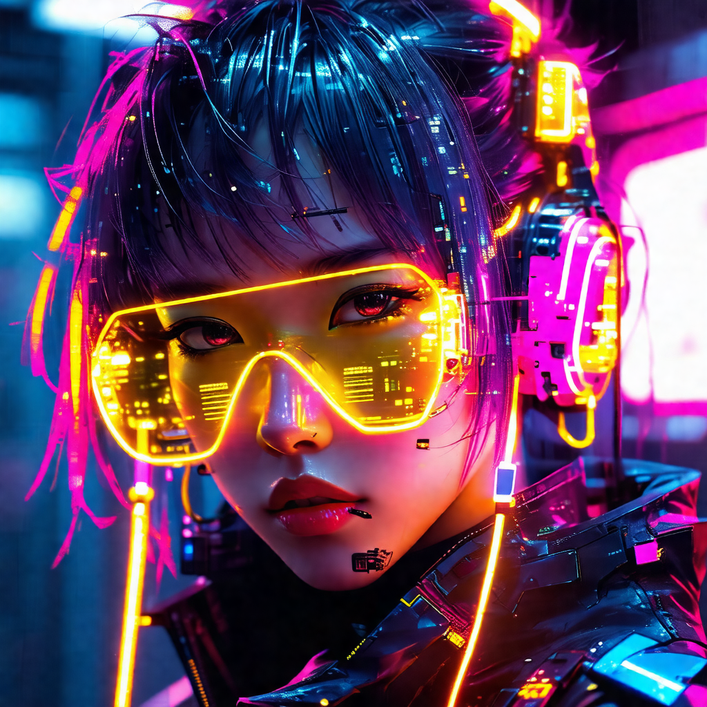 Woman wearing a futuristic outfit, including a black jack...
