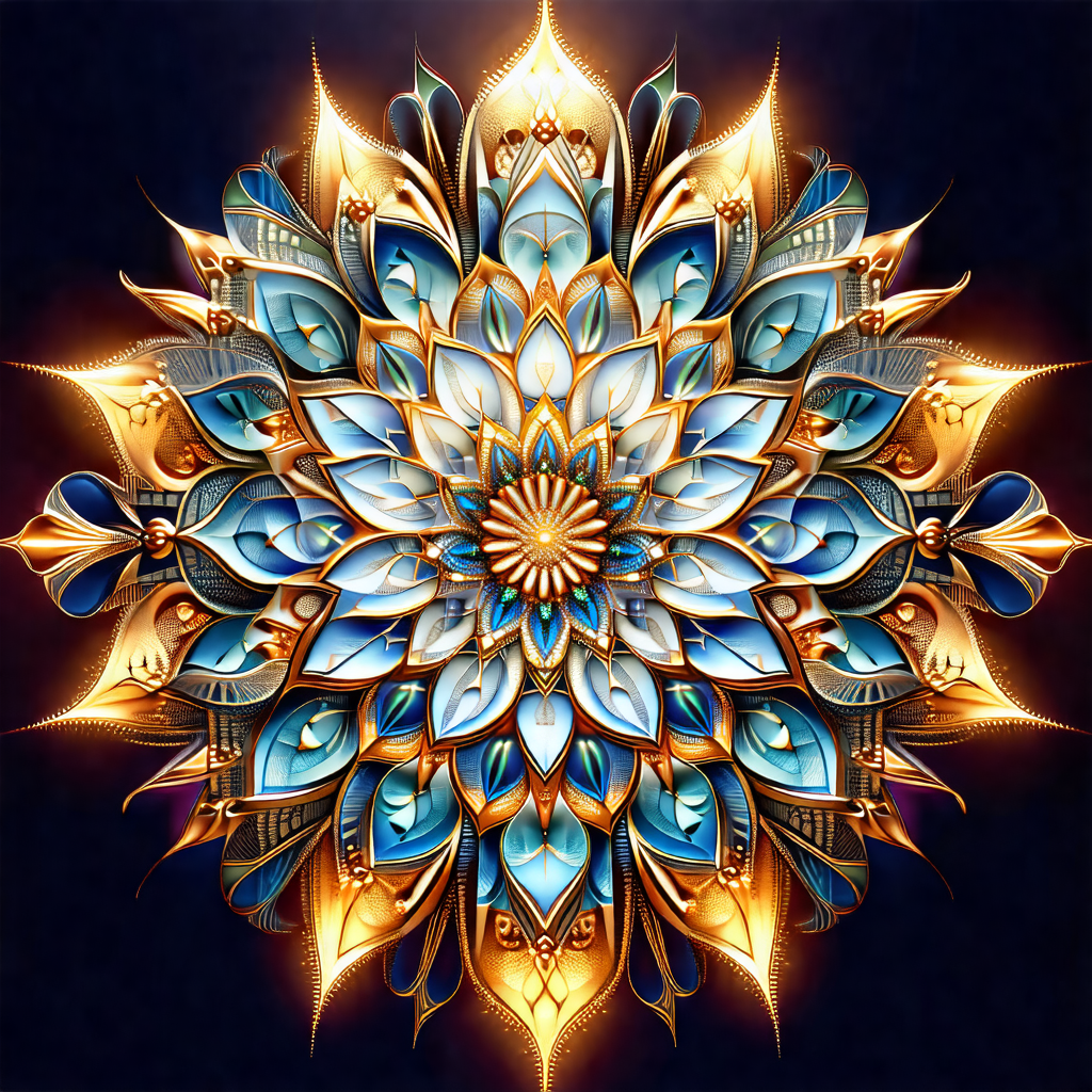 Beautifully crafted blue and gold flower, likely a sunflo...