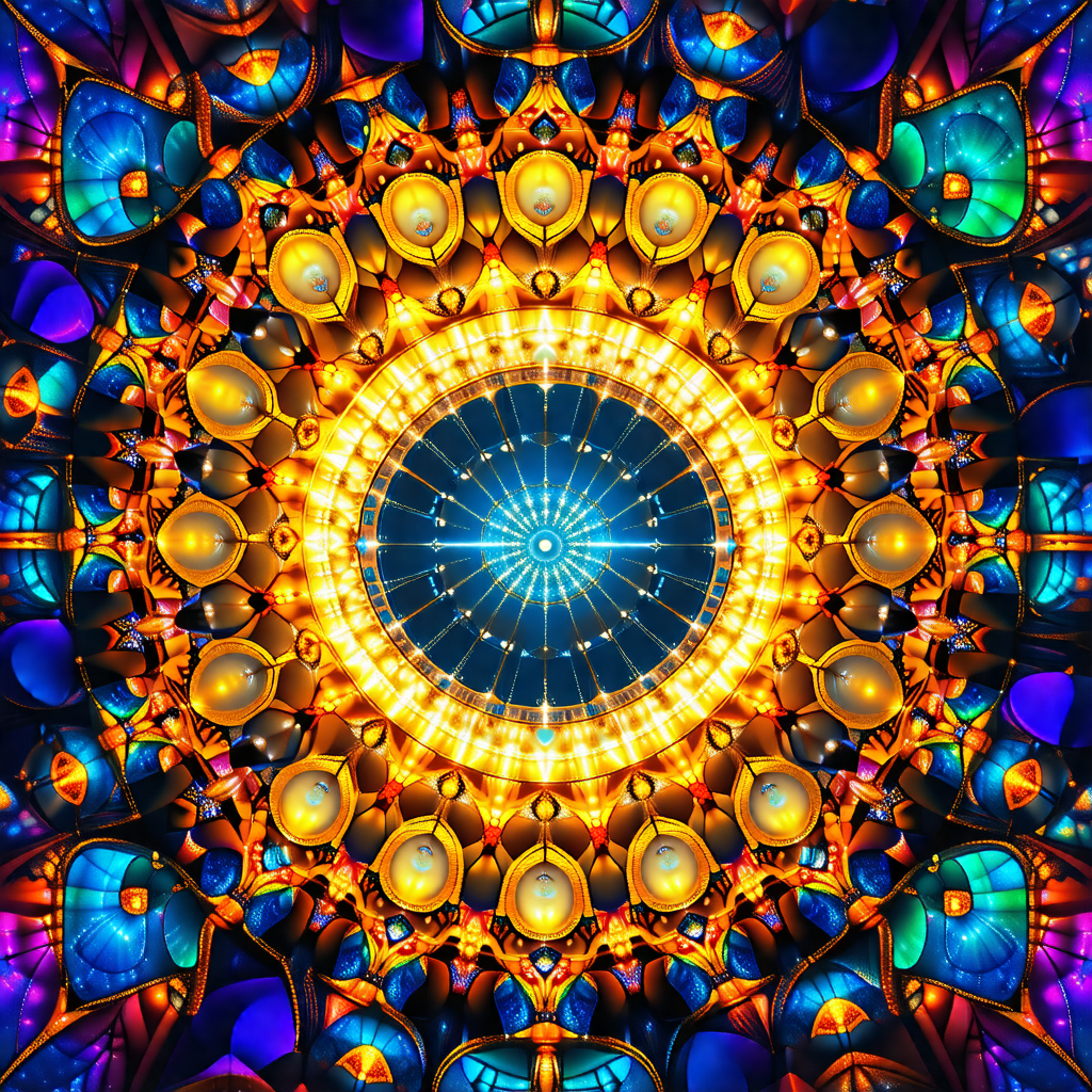 Close-up of a colorful, intricate, and ornate stained gla...