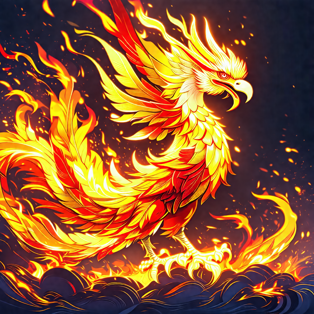 Large, colorful bird with a long tail and a fiery orange ...