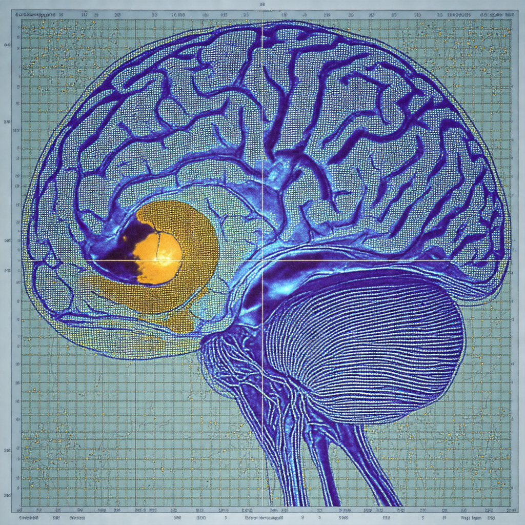 Close-up of a human brain, with a focus on the frontal lobe