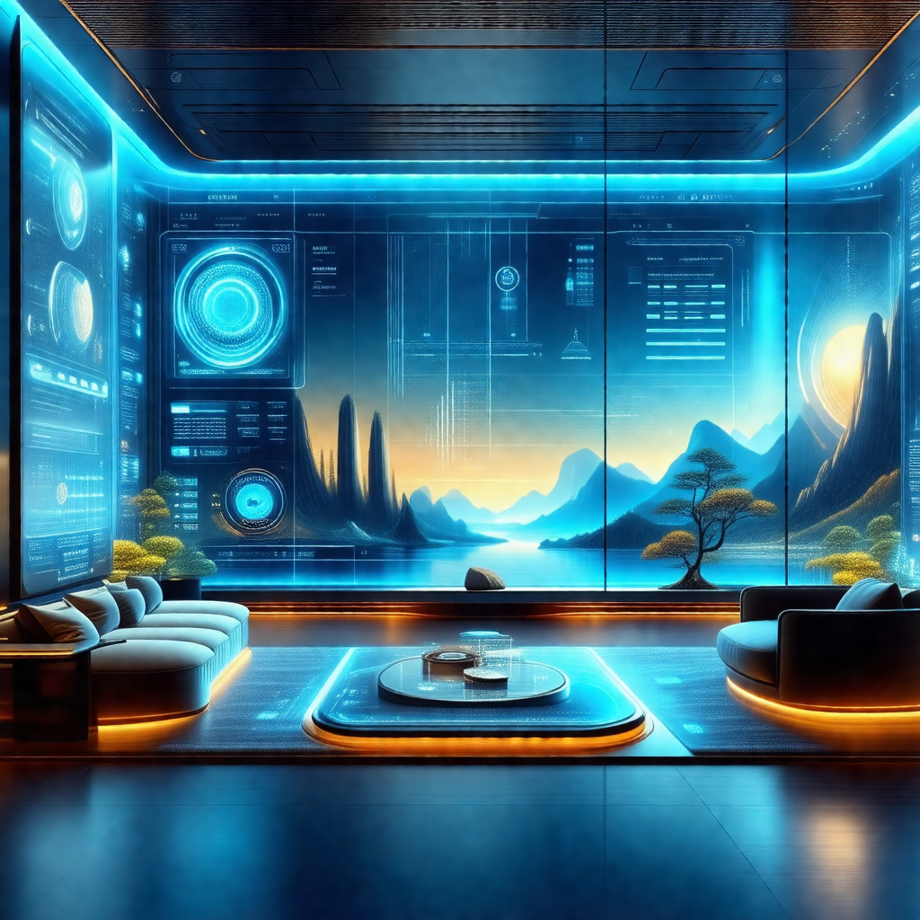 Large, modern living room with a futuristic design
