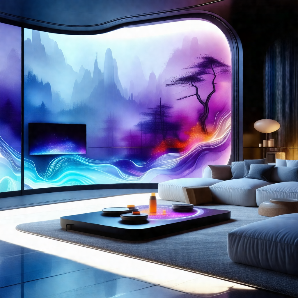 Large, modern living room with a large window that showca...