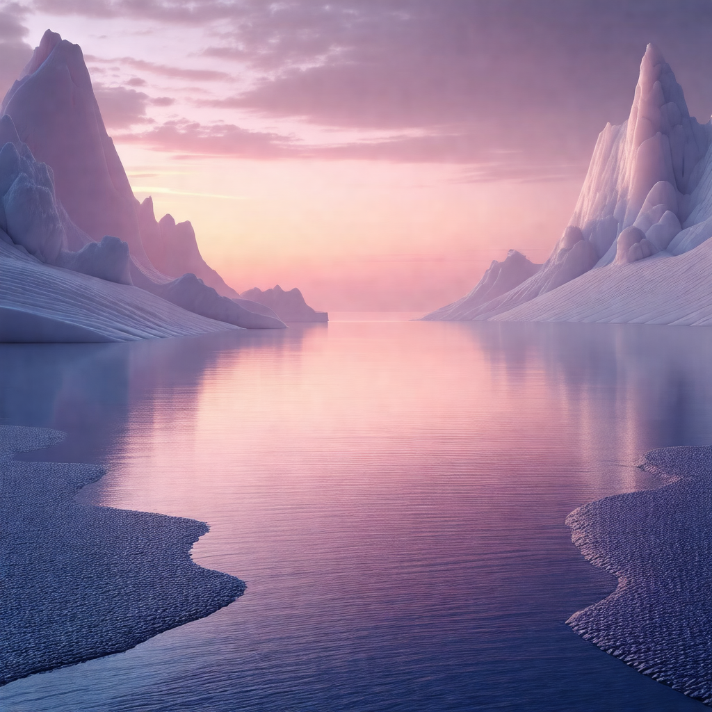 Serene scene of a large body of water, possibly an ocean,...