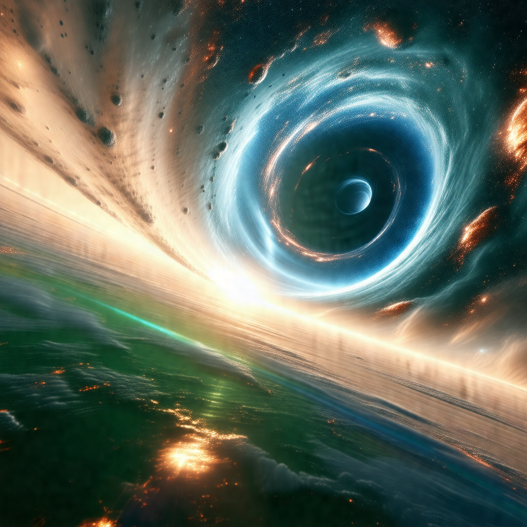 Large, swirling vortex in the middle of a planet