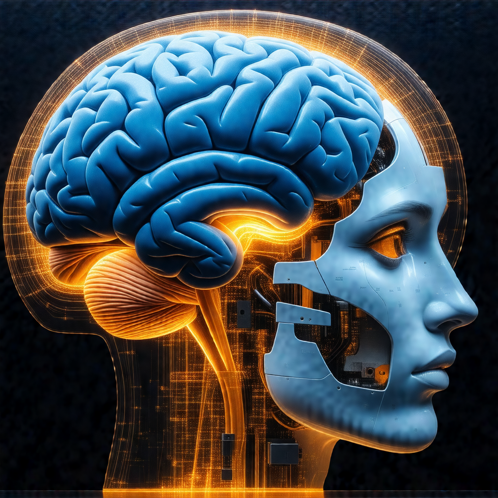 3d representation of a human head, focusing on the brain ...