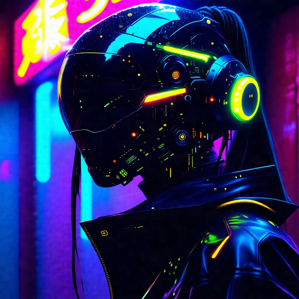 Woman with a futuristic, cyberpunk look