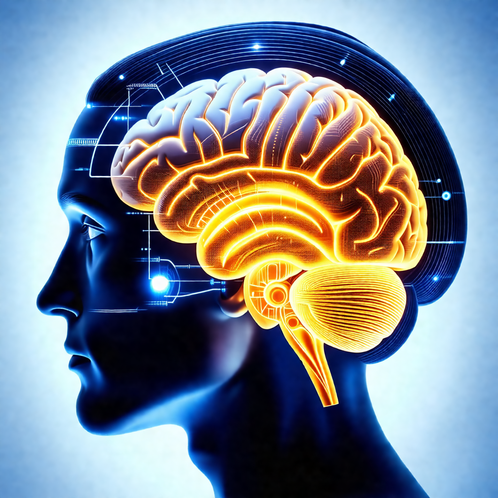 Close-up of a human head, focusing on the brain and the s...