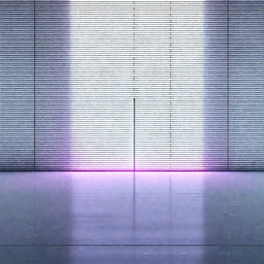 Large, open doorway with a bright purple light illuminati...