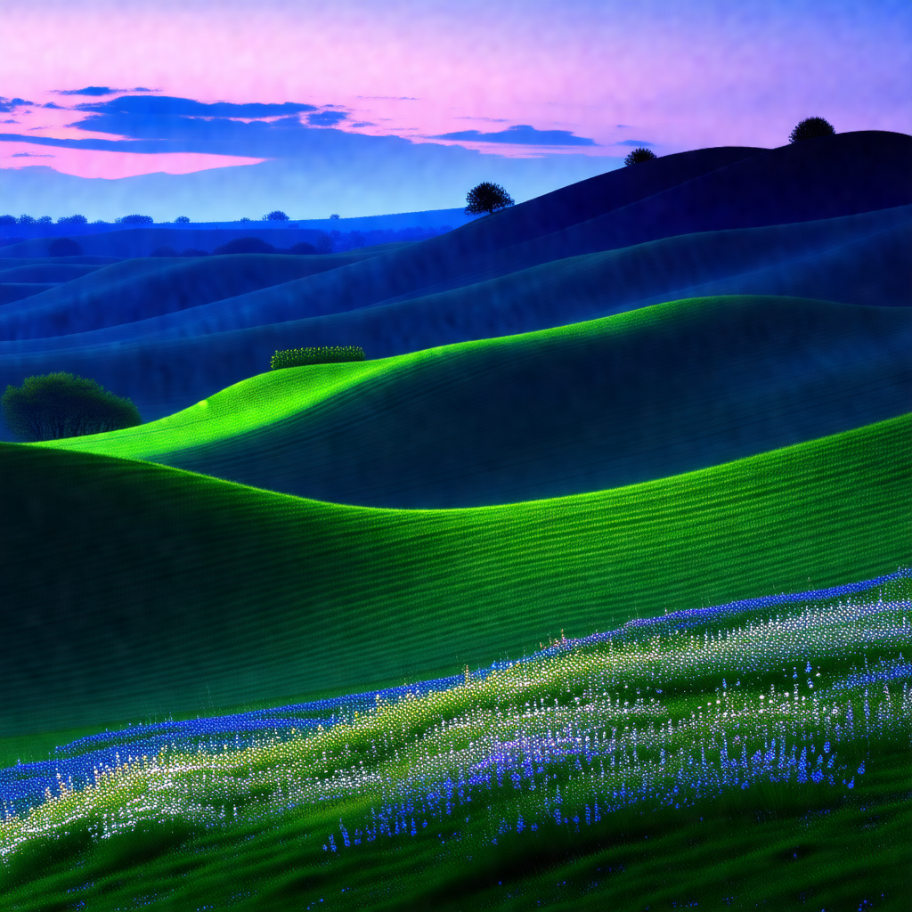 Beautiful landscape with a lush green hillside and a vall...