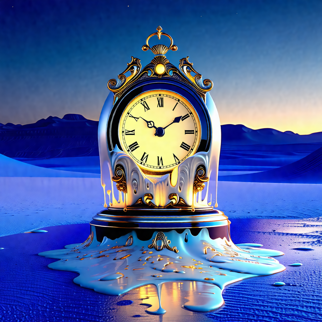 Large, ornate clock tower that is surrounded by a pool of...