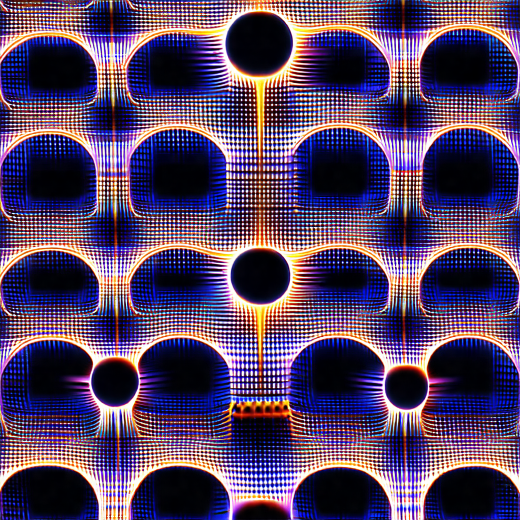 Close-up of a blue and yellow patterned surface, possibly...