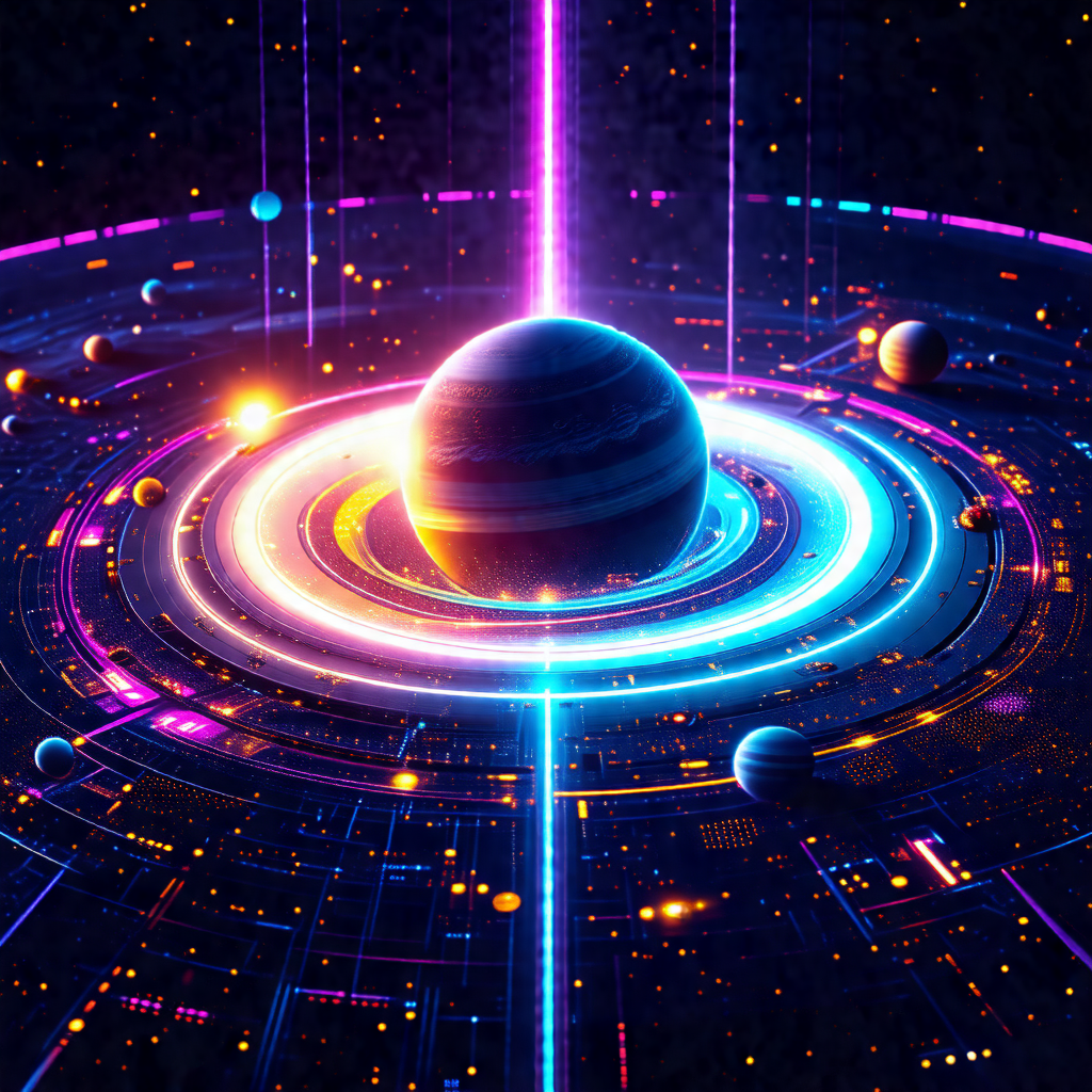 Colorful and detailed illustration of a solar system