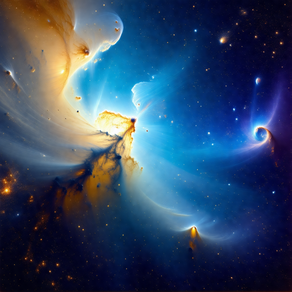 Beautiful and colorful nebula in the night sky