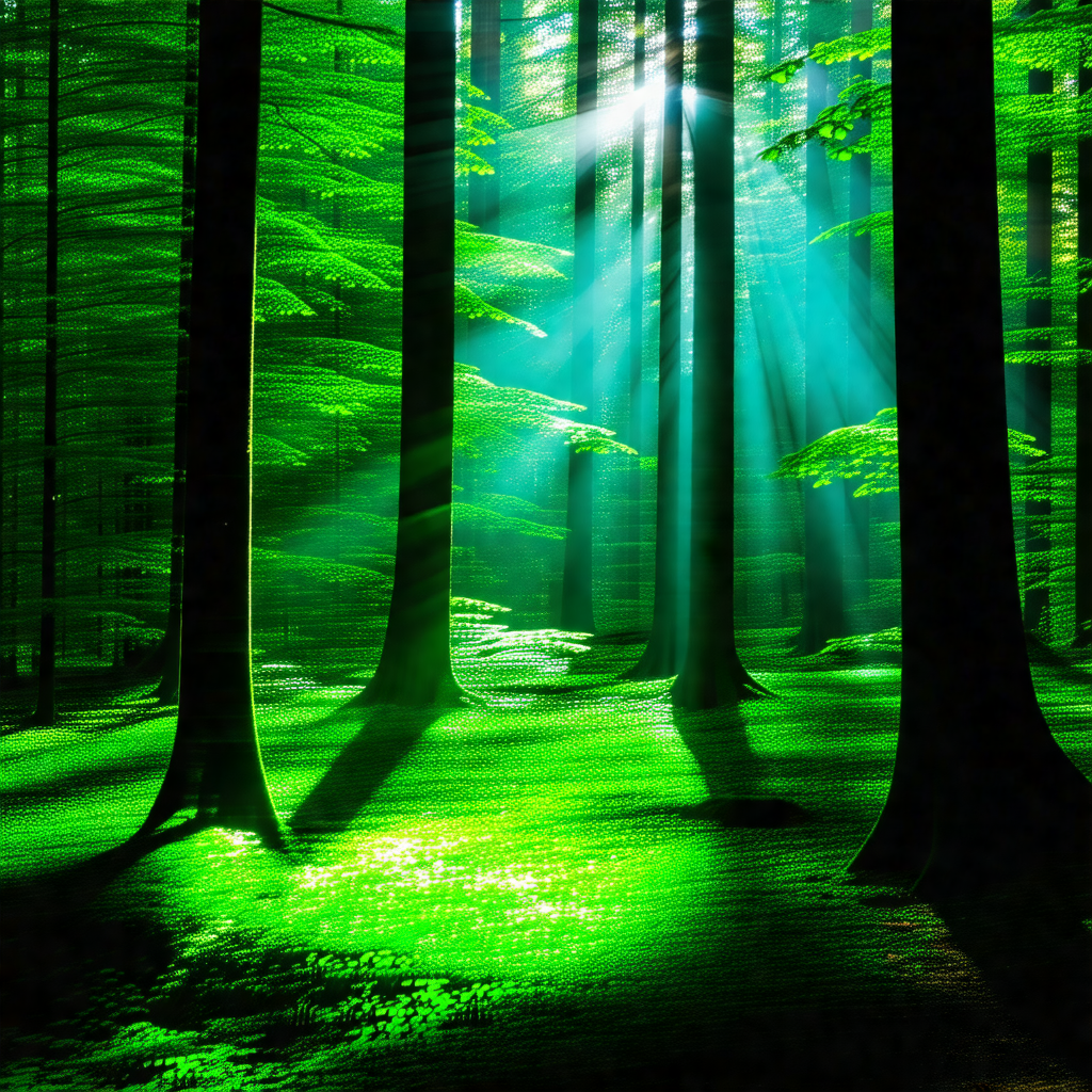 Lush green forest filled with tall trees