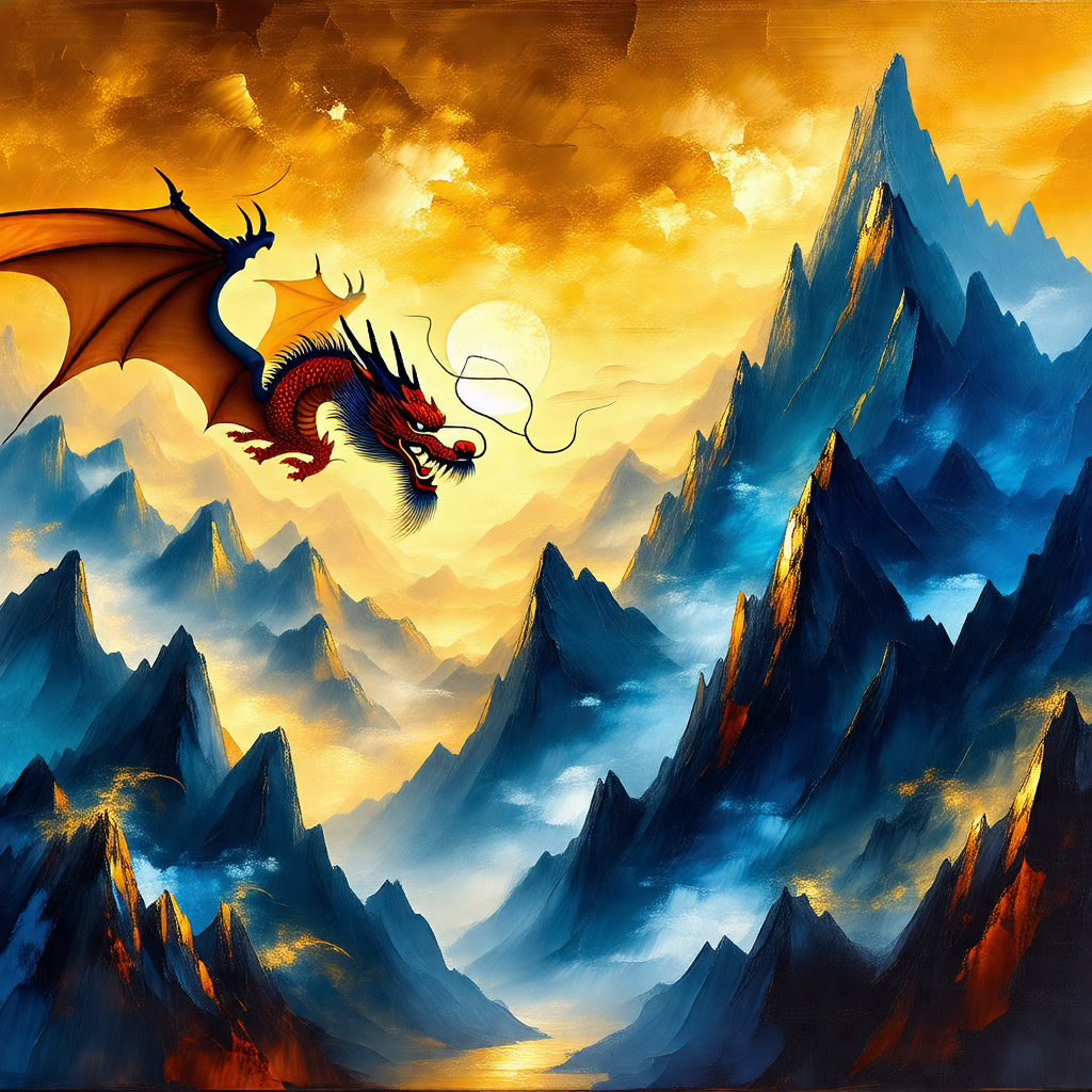Dragon flying through the sky, with its mouth open, as if...