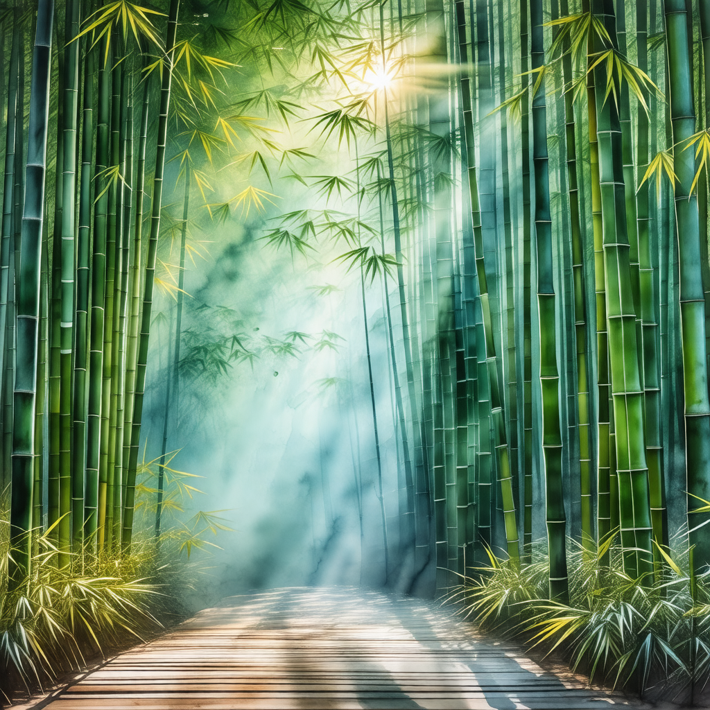 Serene forest scene with a pathway leading through the woods