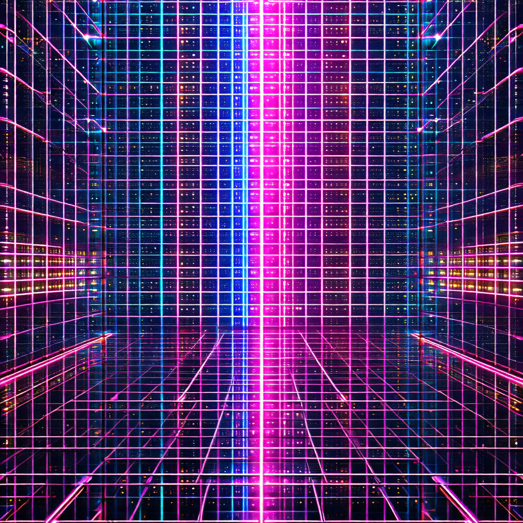 Futuristic, colorful, and abstract representation of a city