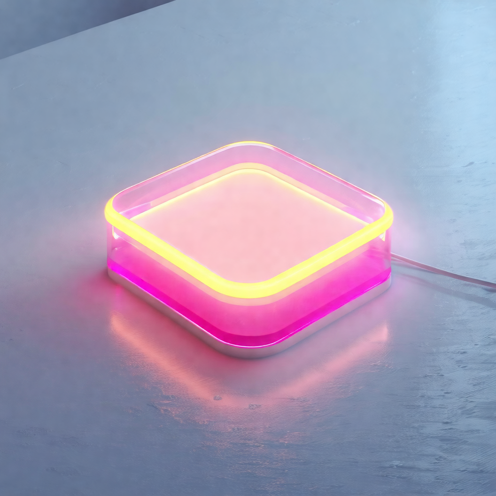 Small, square-shaped light with a pink glow
