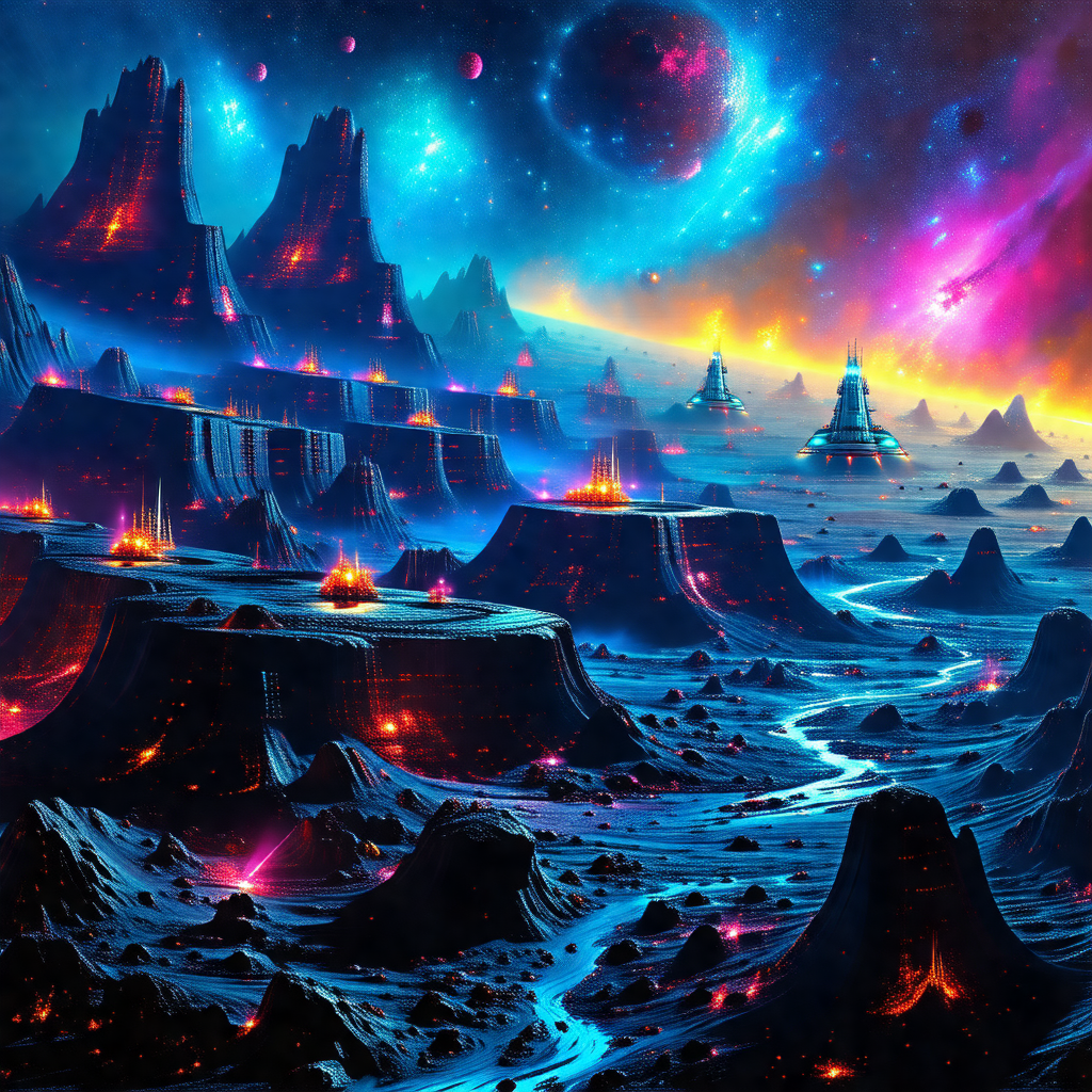 Colorful, computer-generated artwork of a planet with a v...