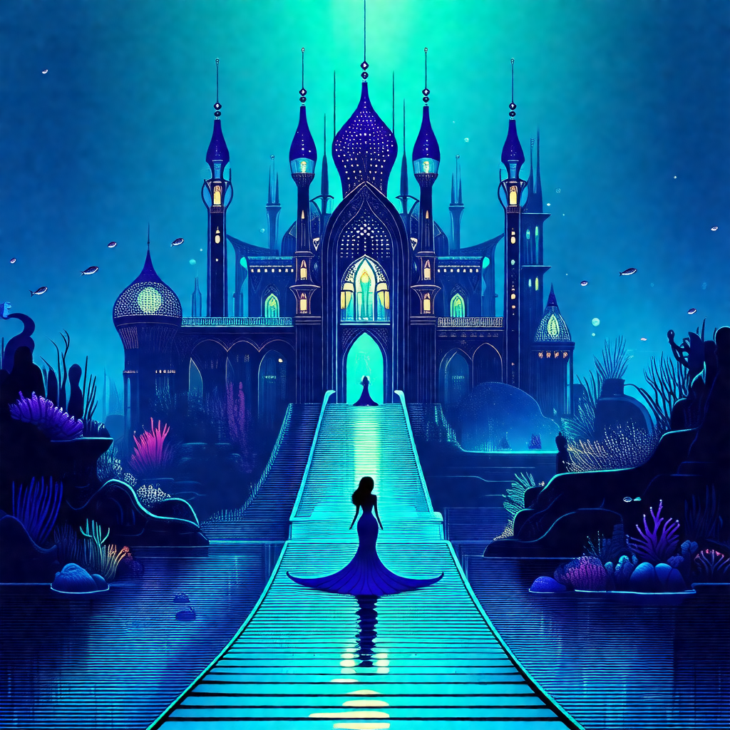 Beautifully drawn cartoon of a princess walking down a pa...