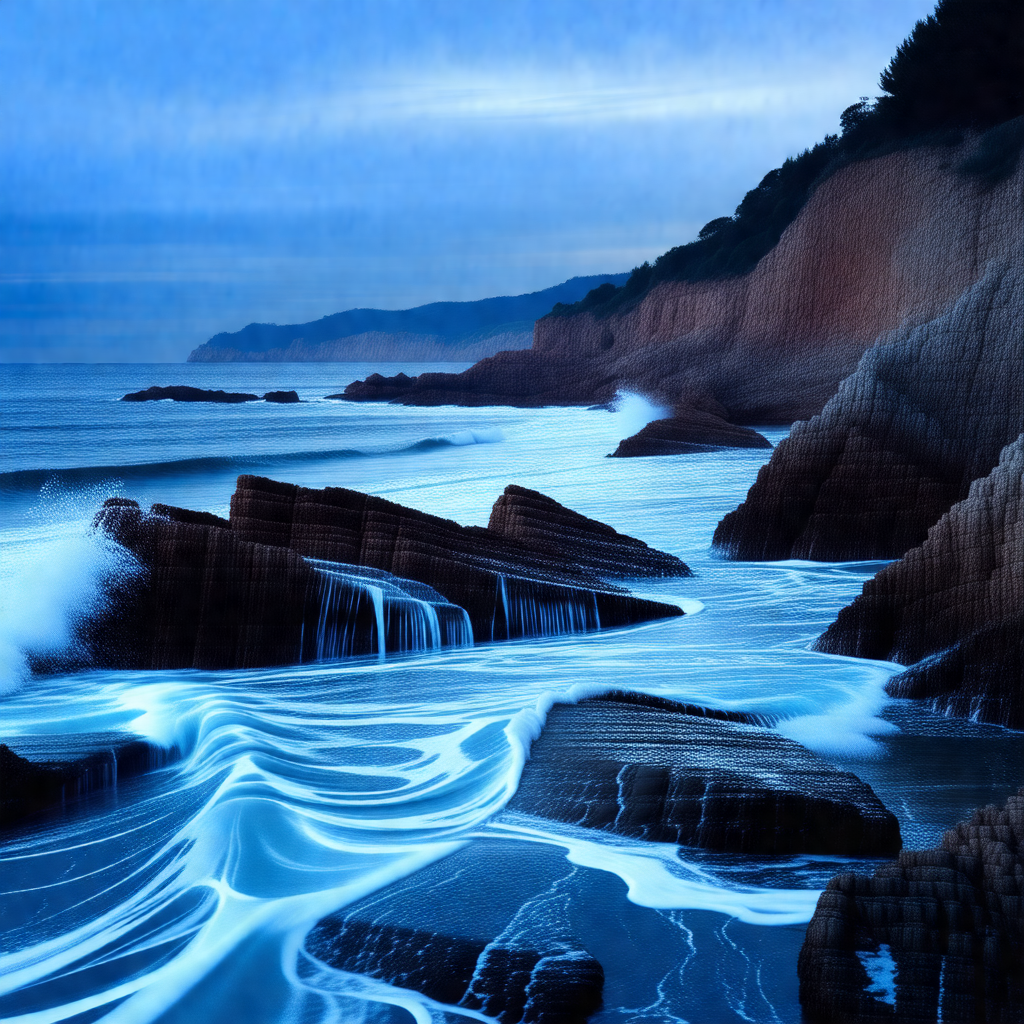 Beautiful ocean scene with a rocky coastline