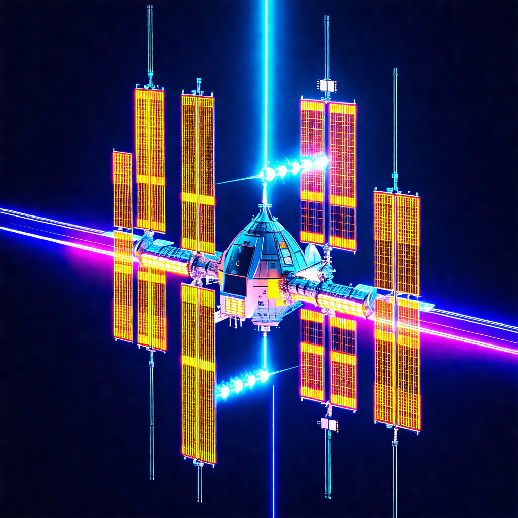 Futuristic spacecraft with a large central dome, surround...