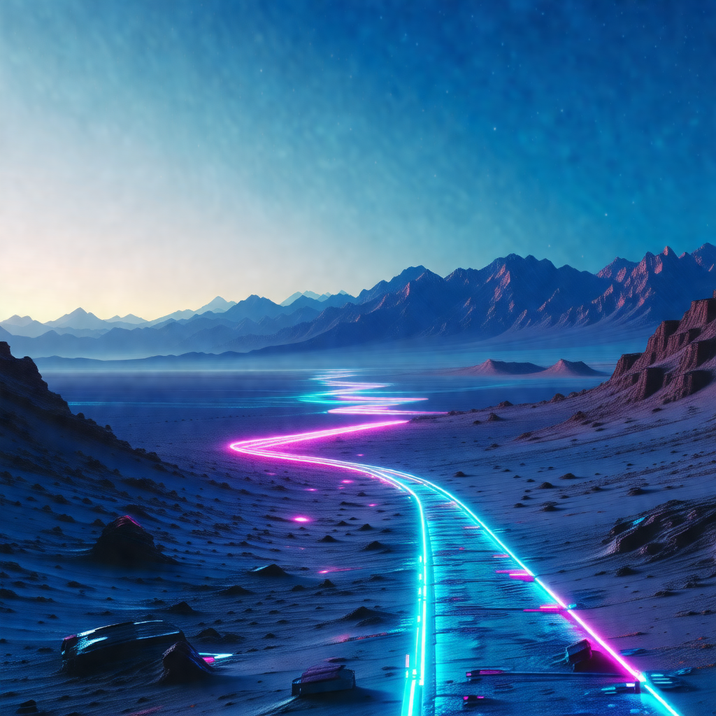 Beautiful, colorful landscape with a long, brightly lit p...