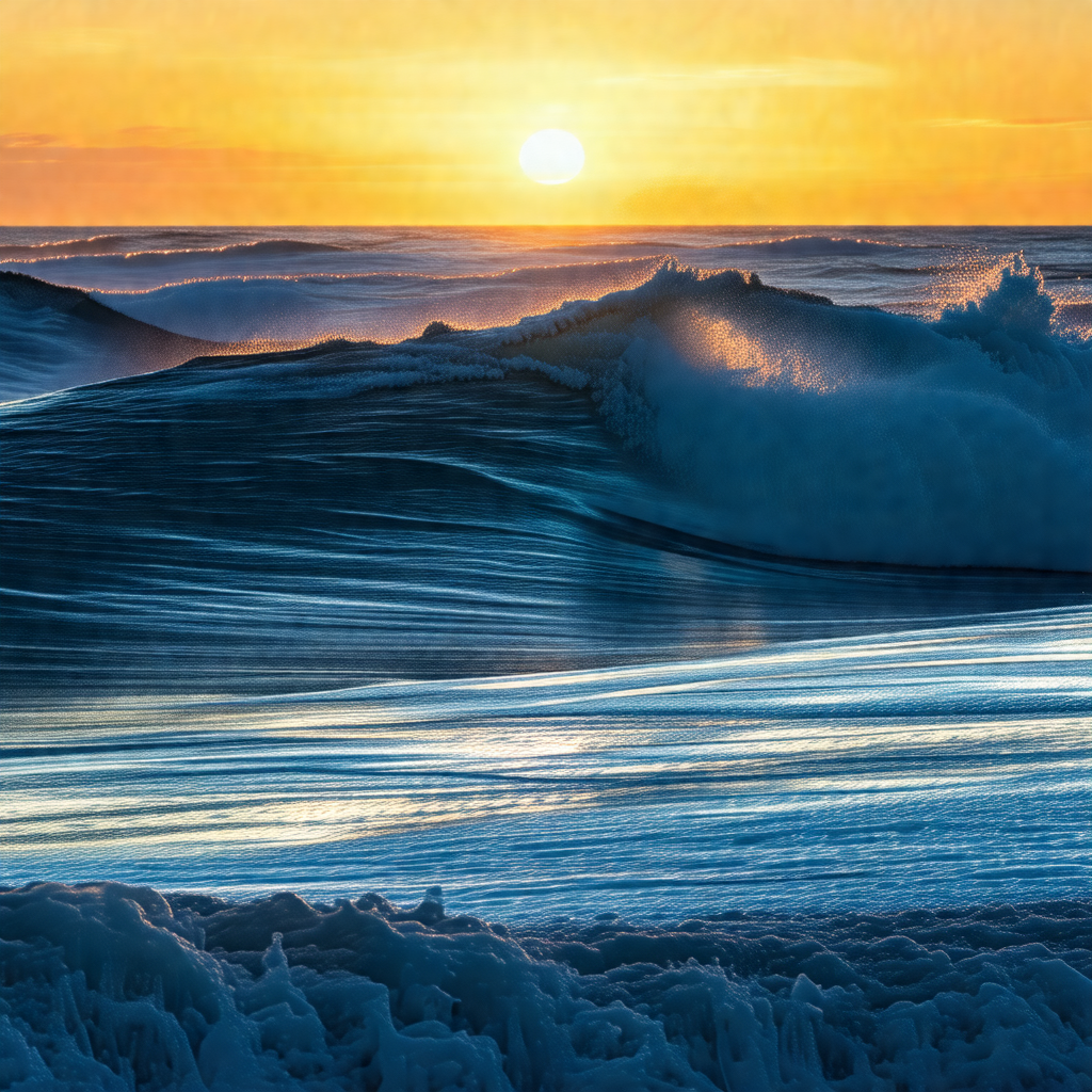 Captures a beautiful sunset over the ocean, with the sun ...