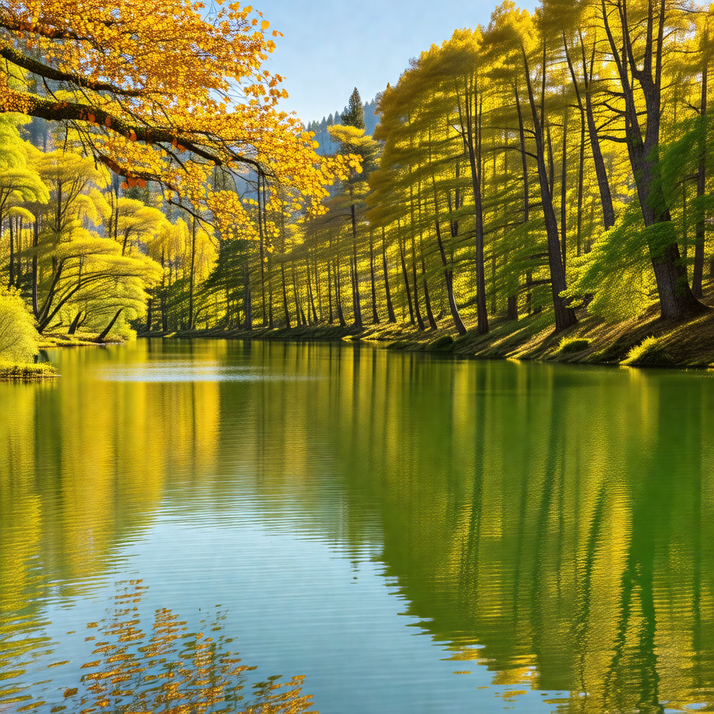 Serene lake surrounded by a forest of trees